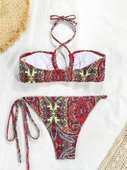 polka dot print split bandeau bikini - 808Lush