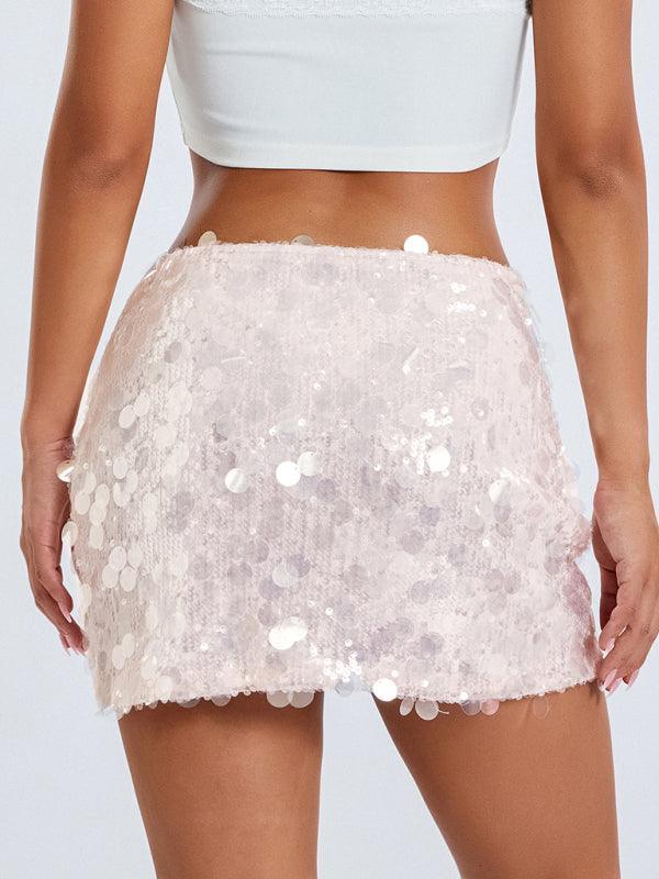 irregular size sequined fashionable skirt - 808Lush