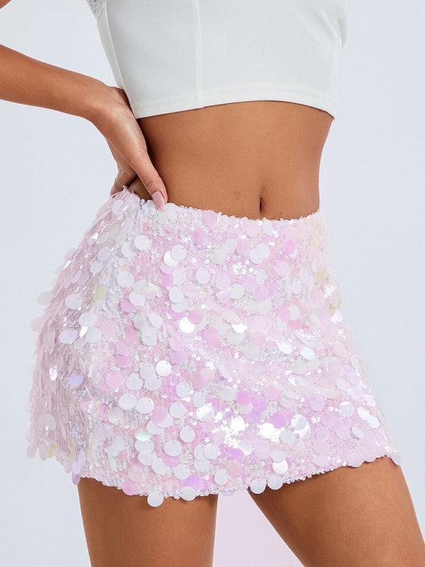 irregular size sequined fashionable skirt - 808Lush