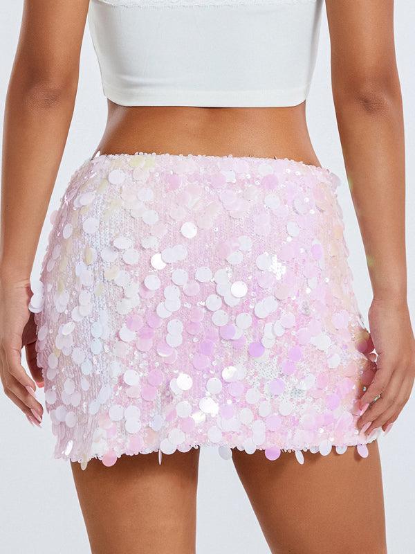 irregular size sequined fashionable skirt - 808Lush