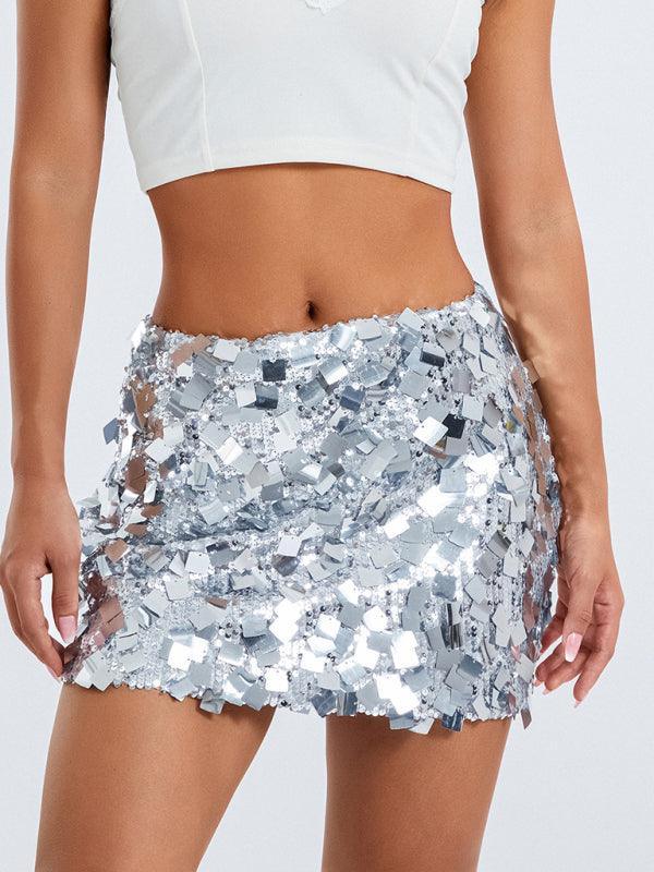 irregular size sequined fashionable skirt - 808Lush