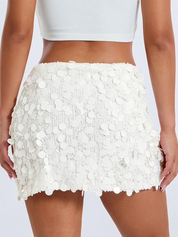 irregular size sequined fashionable skirt - 808Lush