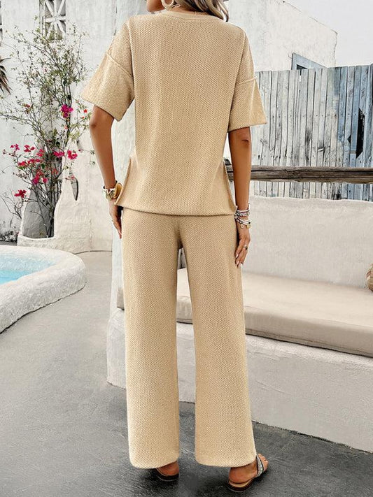 knitted short-sleeved trousers suit - 808Lush