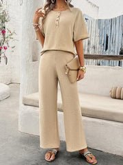 knitted short-sleeved trousers suit - 808Lush