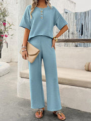 knitted short-sleeved trousers suit - 808Lush