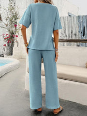 knitted short-sleeved trousers suit - 808Lush