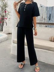 knitted short-sleeved trousers suit - 808Lush