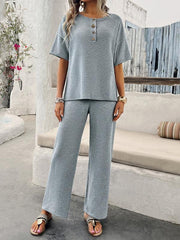 knitted short-sleeved trousers suit - 808Lush