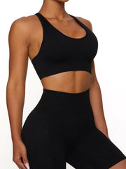 seamless solid color knitted high elastic sports vest - 808Lush