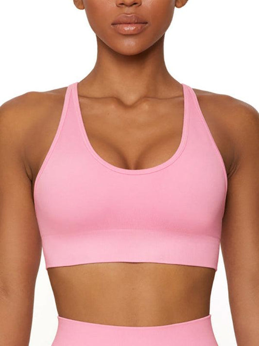 seamless solid color knitted high elastic sports vest - 808Lush