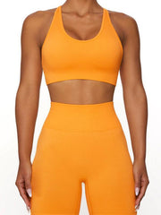 seamless solid color knitted high elastic sports vest - 808Lush