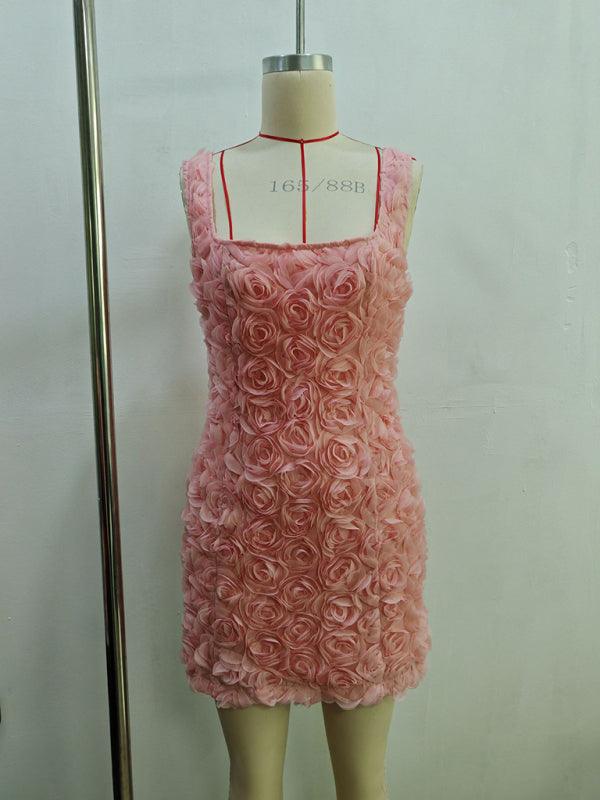 sweet and cute three-dimensional flower mini dress - 808Lush