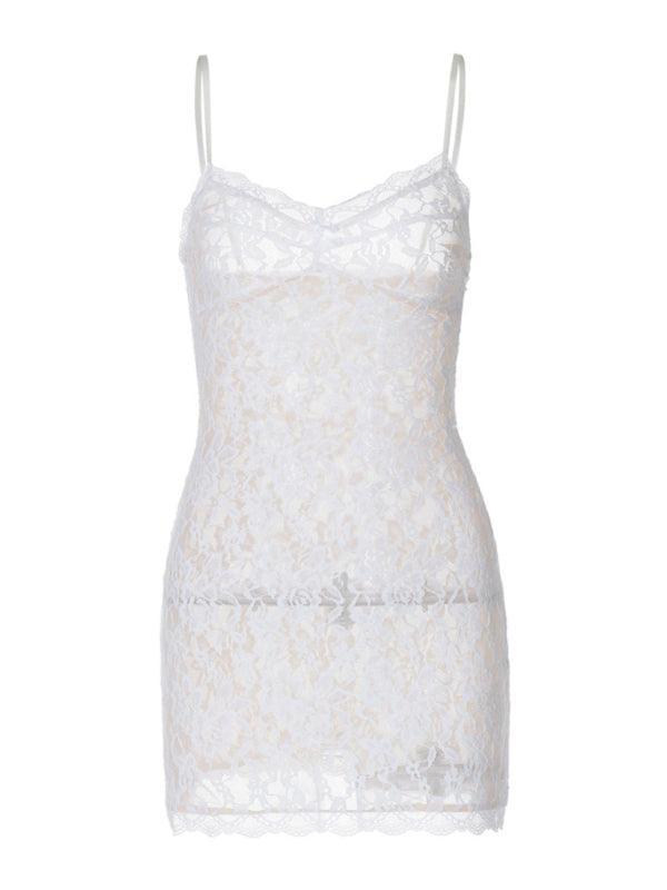 Mini dress sexy hottie lace see-through dress - 808Lush