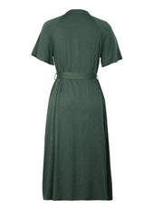 style lapel single breasted green dress - 808Lush