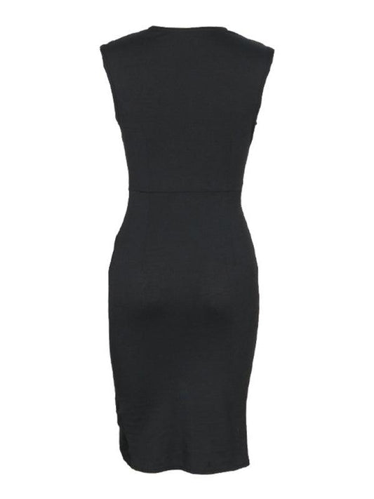 Mini dress sleeveless black slim fit - 808Lush