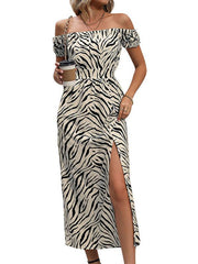 women's animal print boat neck dress - 808Lush