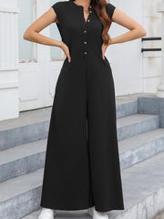 Casual Loose Pocket Breathable Wide Leg Pants Jumpsuit - 808Lush