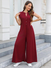 Casual Loose Pocket Breathable Wide Leg Pants Jumpsuit - 808Lush