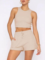 casual sleeveless shorts suit - 808Lush