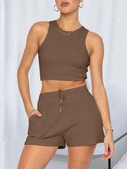 casual sleeveless shorts suit - 808Lush