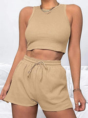 casual sleeveless shorts suit - 808Lush