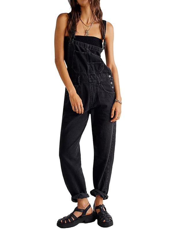 jumpsuit casual loose denim overalls trousers - 808Lush