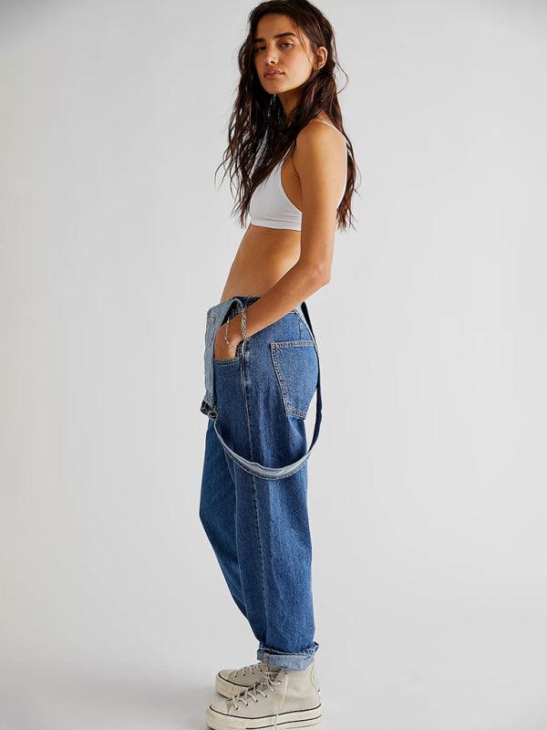 jumpsuit casual loose denim overalls trousers - 808Lush