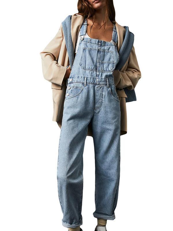 jumpsuit casual loose denim overalls trousers - 808Lush