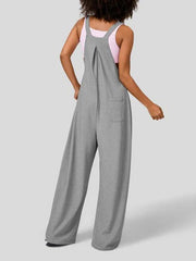 loose solid color button pocket overalls - 808Lush