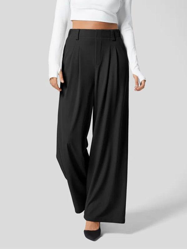 Women's Casual Loose Wide Leg Pocket High Waist Women's Pants - 808Lush