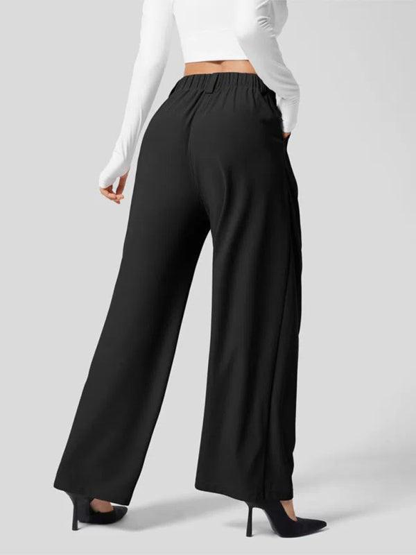 Women's Casual Loose Wide Leg Pocket High Waist Women's Pants - 808Lush