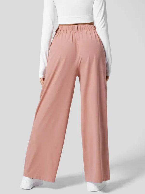 Women's Casual Loose Wide Leg Pocket High Waist Women's Pants - 808Lush