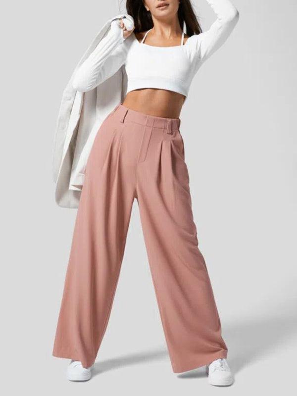 Women's Casual Loose Wide Leg Pocket High Waist Women's Pants - 808Lush