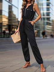 Women's Casual Waistless Sleeveless Long Jumpsuit - 808Lush