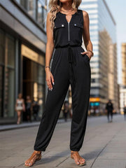 Women's Casual Waistless Sleeveless Long Jumpsuit - 808Lush