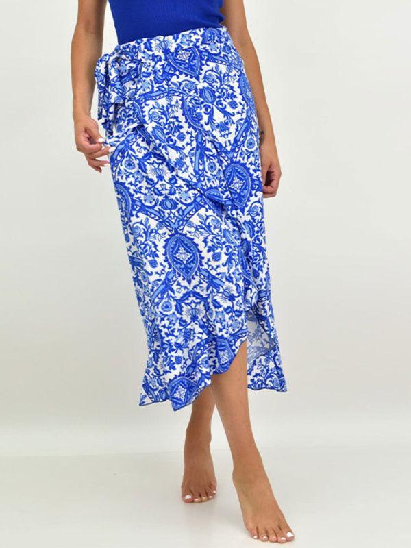 wrap style ruffled floral skirt - 808Lush