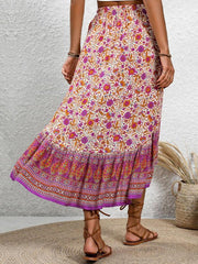 casual women's bohemian skirt positioning printed floral skirt - 808Lush