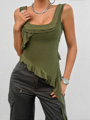 Women's casual sleeveless U-neck mesh top - 808Lush