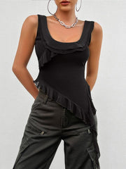 Women's casual sleeveless U-neck mesh top - 808Lush