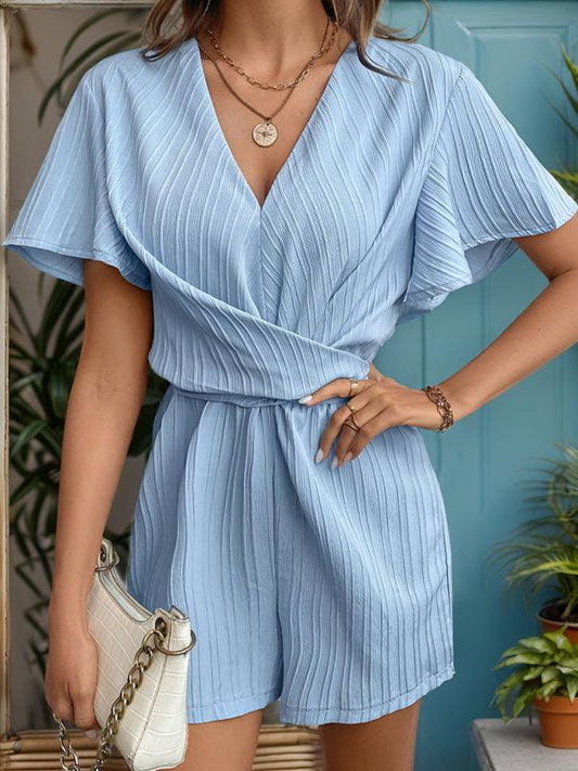 Women's Ruffle Sleeve Lace-up Casual Romper - 808Lush