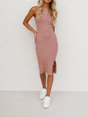 Women's Vest Slim Long Knitted Slit Dress - 808Lush