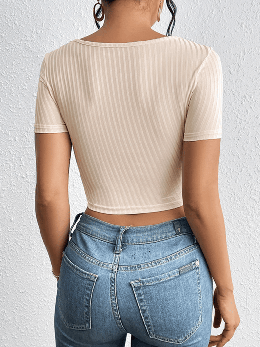 Women's Casual Simple Ribbed Fake Two-piece Set Strappy Square Neck Top