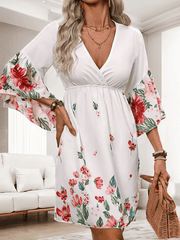 Women's ethnic style three-quarter sleeve printed dress - 808Lush