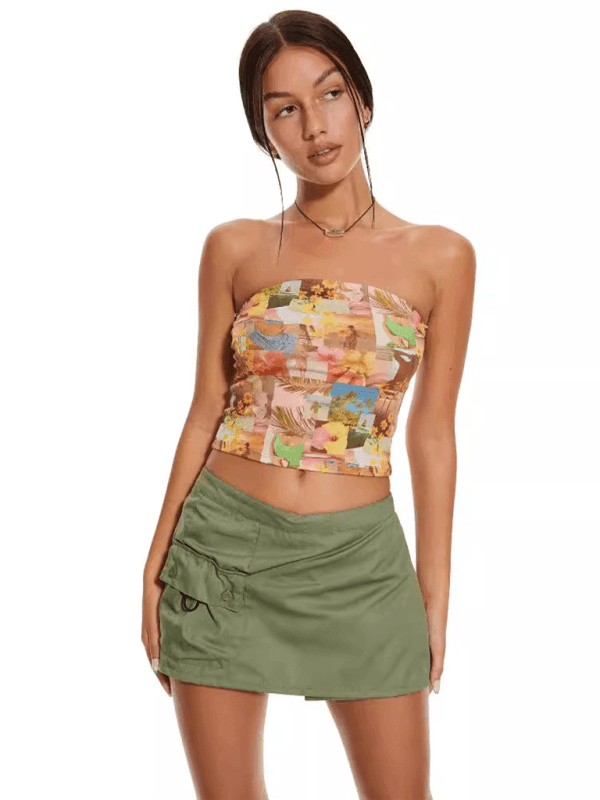 women's Y2K printed tube top vest - 808Lush