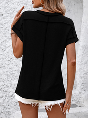 round neck outer seam twisted strip short-sleeved loose T-shirt