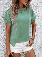 round neck outer seam twisted strip short-sleeved loose T-shirt