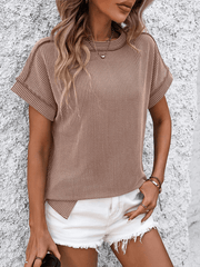 round neck outer seam twisted strip short-sleeved loose T-shirt