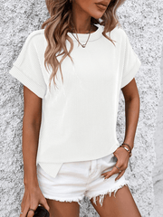 round neck outer seam twisted strip short-sleeved loose T-shirt