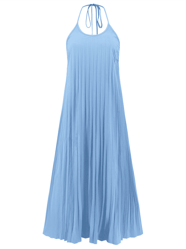 A-hem pleated beach vacation long dress - 808Lush