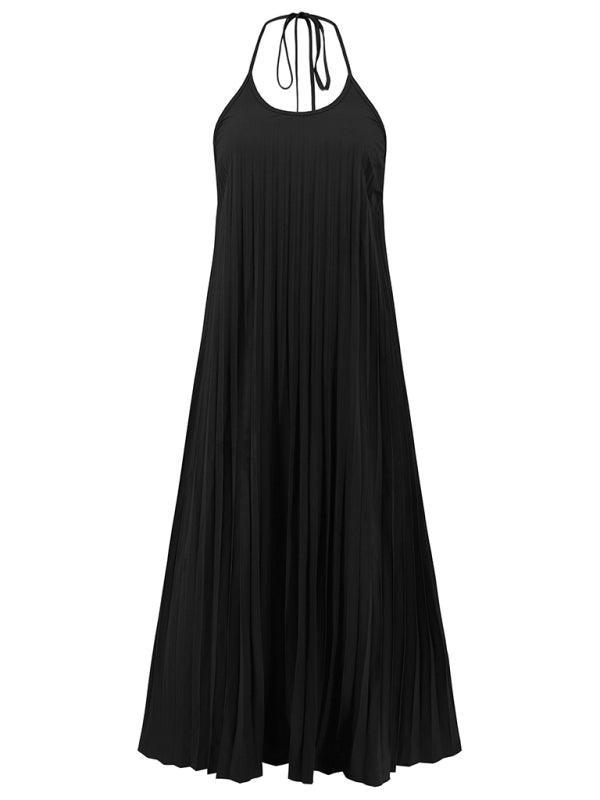 A-hem pleated beach vacation long dress - 808Lush